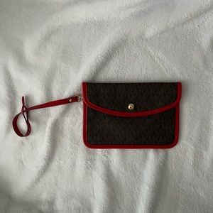 NWOT Michael Kors Logo Wristlet Brown Red